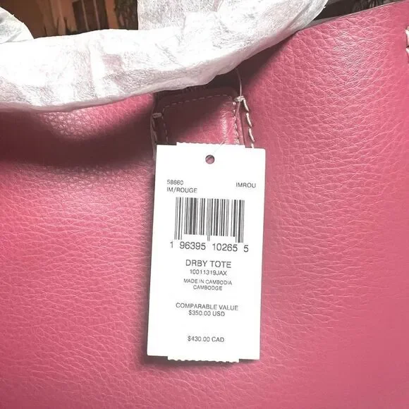 🔥🎁NWT! Coach Derby Tote Handbag Leather Gold/Rouge Msrp:$350.00 - Picture 13 of 13